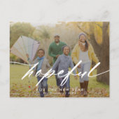 希望に満ちたスクリプトオーバーレイ新年の写真 シーズンポストカード (正面)