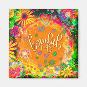 希望に満ちたハートおもしろいイエローフローラインスピレーション マグネット (正面)