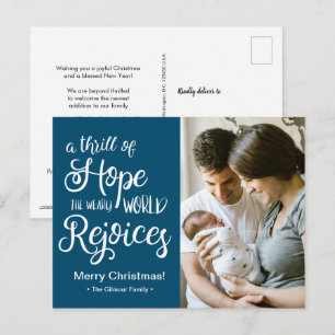 希望に満ちたブルークリスマスベイビー シーズンポストカード