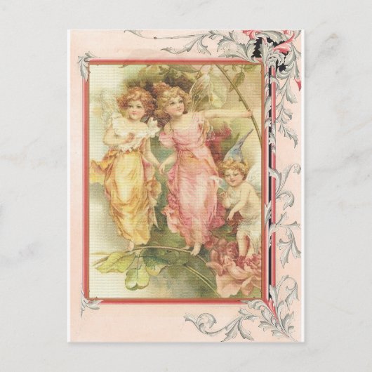 希望に満ちた – 天使と花 ポストカード (正面)