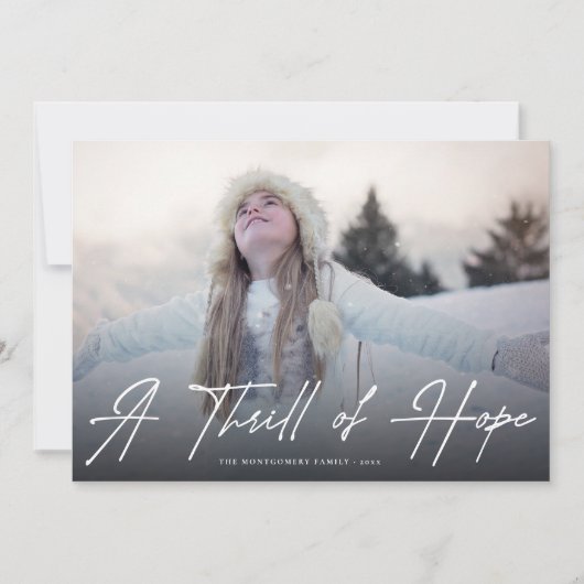 希望のスリルの宗教的モダンなクリスマス写真 シーズンカード (正面)