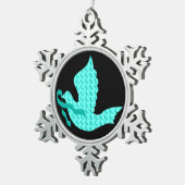 希望のティール(緑がかった色)のリボン-卵巣癌の鳩 スノーフレークピューターオーナメント (右)