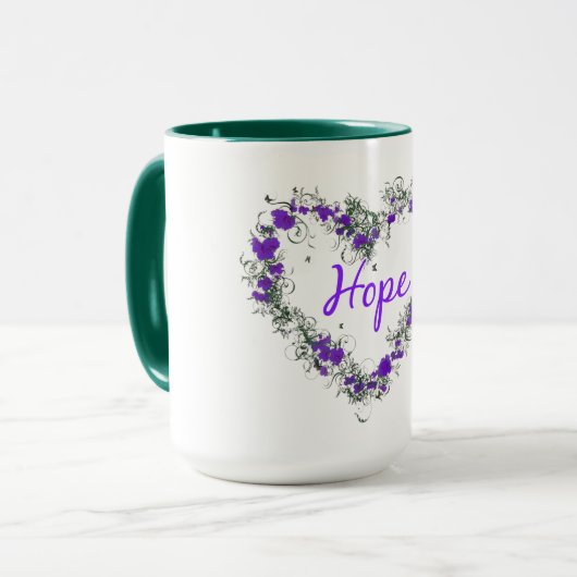 希望のハートを15のozの信号器のマグ開花して下さい マグカップ (正面左)