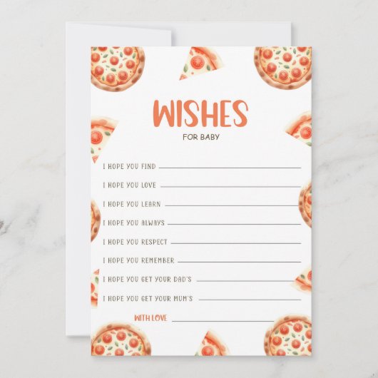 希望のベビーカード、ピザ赤ちゃんシャワーカード 招待状 (正面)