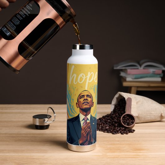 希望のメッセージを伝えるバラク・オバマ大統領 ウォーターボトル (コーヒー)