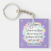 希望のメッセージ – Matthew 11-28 – アクリル キーホルダー (正面)