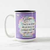 希望のメッセージ – Matthew 11-28 - Two Tone Mug ツートーンマグカップ (左)