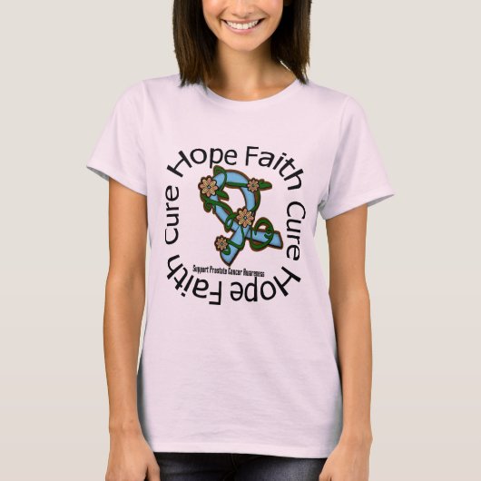 希望の信仰が前立腺がん花帯を治す Tシャツ (正面)
