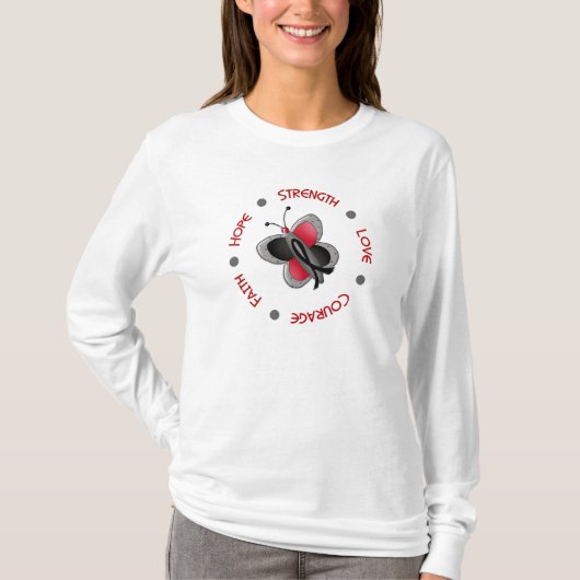 希望の信頼の勇気のメラノーマの蝶 Tシャツ (正面)