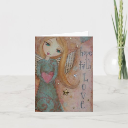 希望の信頼愛天使の芸術のプリントのブランクNotecard カード (正面)