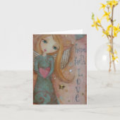 希望の信頼愛天使の芸術のプリントのブランクNotecard カード (黄色い花)
