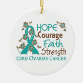 希望の勇気の信頼の強さ3の卵巣癌 セラミックオーナメント (正面)