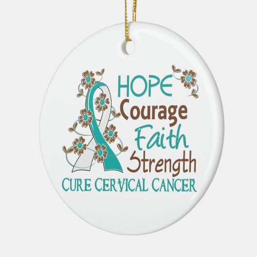 希望の勇気の信頼の強さ3の子宮頸癌・ セラミックオーナメント (左)