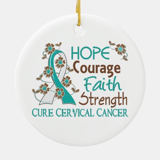 希望の勇気の信頼の強さ3の子宮頸癌・ セラミックオーナメント (裏面)