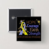 希望の勇気の信頼の強さ3ダウン症 缶バッジ (正面&裏面)