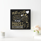 希望の動機を反映する スクエア壁時計 (ホーム)