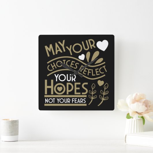 希望の動機を反映する スクエア壁時計 (ホーム)