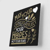 希望の動機を反映する スクエア壁時計 (傾斜)