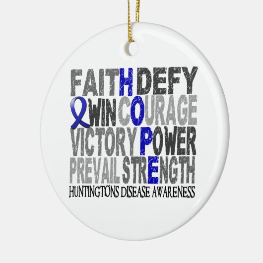 希望の単語のコラージュのハンティントンの病気 セラミックオーナメント (左)