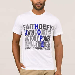 希望の単語のコラージュのハンティントンの病気 Tシャツ