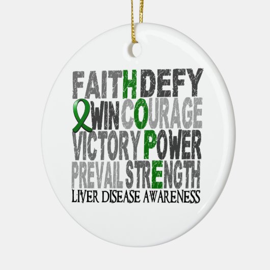 希望の単語のコラージュの肝臓病 セラミックオーナメント (左)