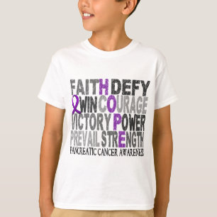 希望の単語のコラージュの膵臓癌 Tシャツ