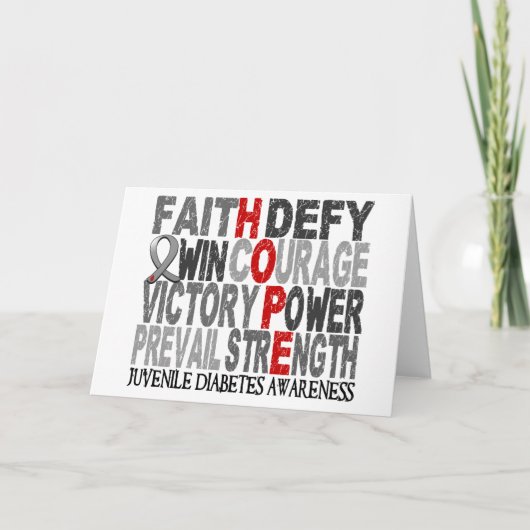 希望の単語のコラージュの若年性糖尿病 カード (正面)