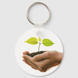 希望の変化になる – 手の中の苗木鍵 キーホルダー