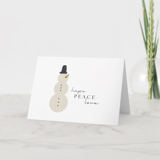 希望の平和の愛。クリスマス雪だるまグリーティングカード カード (正面)