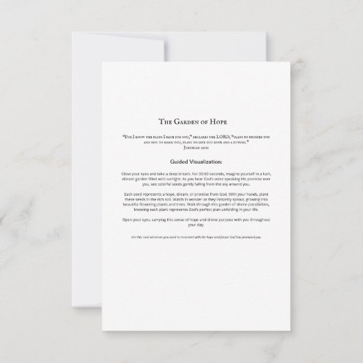 希望の庭の瞑想カード | キリスト教の聖句 招待状 (裏面)