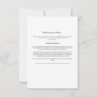 希望の庭の瞑想カード | クリスチャン聖書記 招待状
