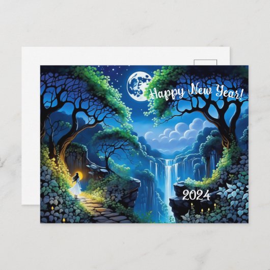 希望の月の反射の新しい始まり シーズンポストカード (正面/裏面)