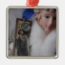 希望の正方形のオーナメントの天使 メタルオーナメント