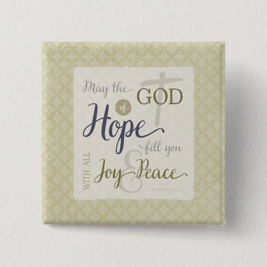 希望の神様が喜びと平和を満たす 缶バッジ (正面)