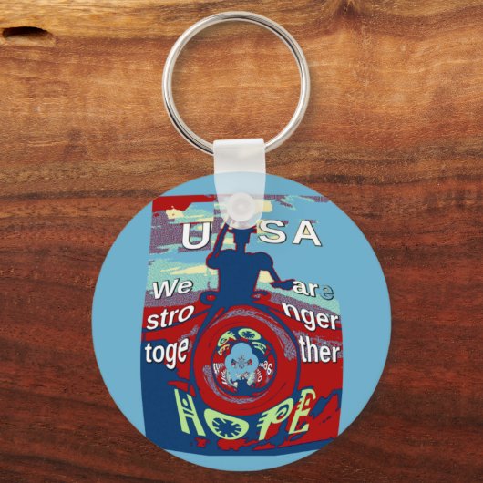 希望の統一された中で強く一緒に – USAアートプリント キーホルダー (正面)