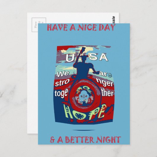 希望の統一された中で強く一緒に – USAアートプリント ポストカード (正面/裏面)