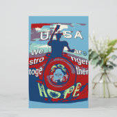 希望の統一された中で強く一緒に – USAアートプリント 便箋 (スタンド正面)