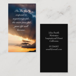 希望の美しい夕日の光やる気を起こさせる引用文 名刺