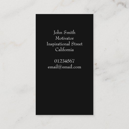 希望の美しい夕日の光やる気を起こさせる引用文 名刺 (裏面)