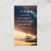 希望の美しい夕日の光やる気を起こさせる引用文 名刺 (正面)