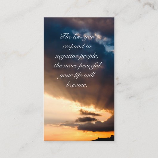 希望の美しい夕日の光やる気を起こさせる引用文 名刺 (正面)