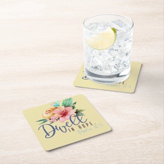 希望の聖句のフローラ スクエアペーパーコースター (インサイチュ)