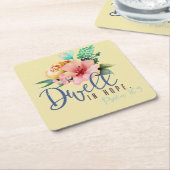 希望の聖句のフローラ スクエアペーパーコースター (アングル)