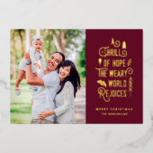 希望の興奮 |写真モダンのクリスマス 箔シーズンカード (正面)