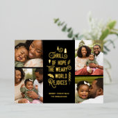 希望の興奮 |写真モダンコラージュのクリスマス 箔シーズンカード (立ち正面)