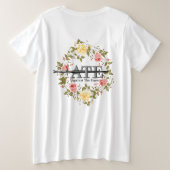 希望の花柄のティー プラスサイズTシャツ (デザイン裏面)