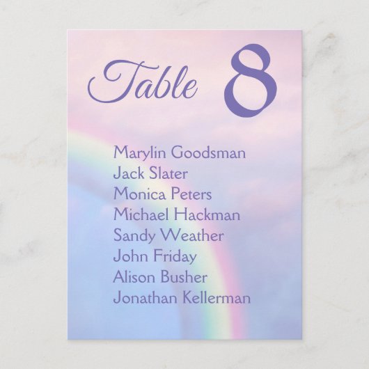 希望の虹 – パステル結婚のシーティングカード ポストカード (正面)