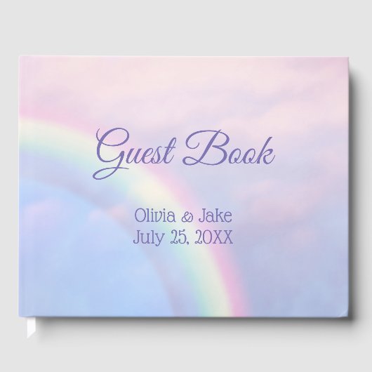 希望の虹 – パステル結婚ス ゲストブック (正面)