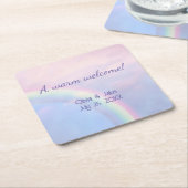 希望の虹 – パステル結婚ス スクエアペーパーコースター (アングル)