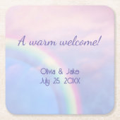 希望の虹 – パステル結婚ス スクエアペーパーコースター (正面)